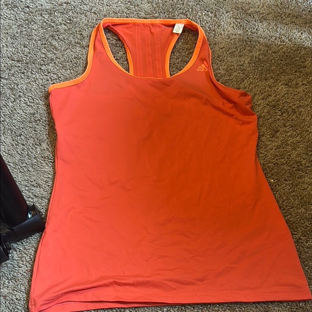 Adidas Orange Fitted Sleeveless Tank Top